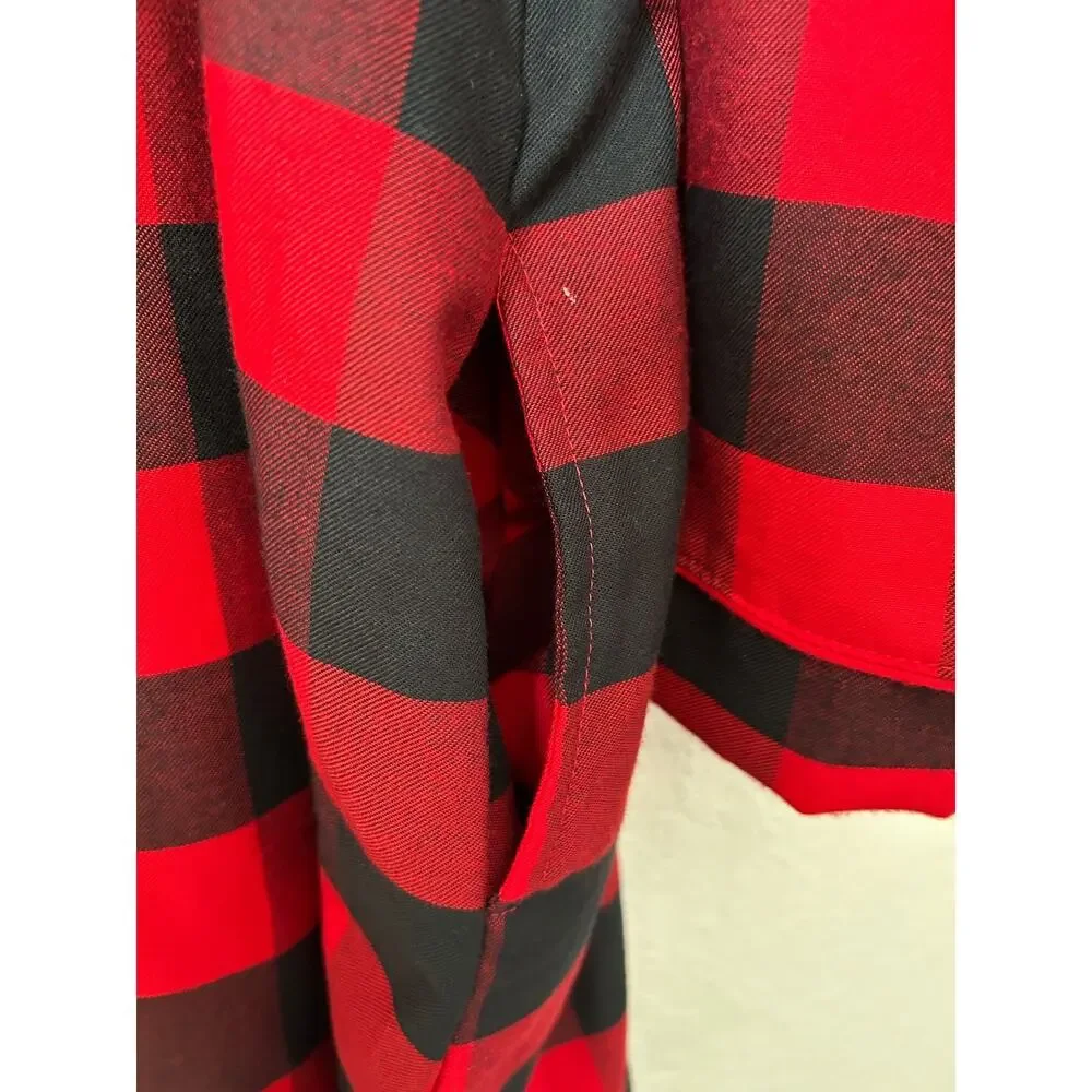 Disney Minnie Mouse Holiday Nightshirt 2X Red Black Buffalo Check Plaid Flannel - Picture 6 of 13